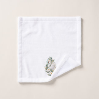 Elegante Witte Zwaan Bloem Badhanddoek Washandje