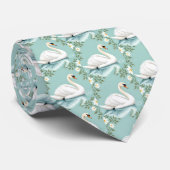 Elegante witte zwaan bloem blauw stropdas (Opgerold)