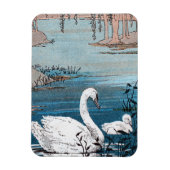 Elegante witte zwaan met Baby Magneet (Verticaal)