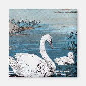 Elegante witte zwaan met Baby Magneet (Voorkant)