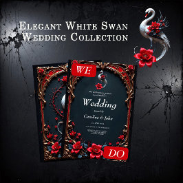 Elegante Witte Zwaan Trouwcollectie Kaart