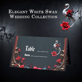 Elegante Witte Zwaan Trouwcollectie Plaatskaartje