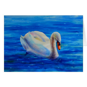 Elegante witte zwaan waterverf schilderij