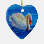 Elegante witte zwaan waterverf schilderij keramisch ornament (Rechts)