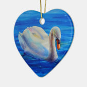 Elegante witte zwaan waterverf schilderij keramisch ornament (Links)