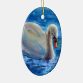 Elegante witte zwaan waterverf schilderij keramisch ornament (Rechts)