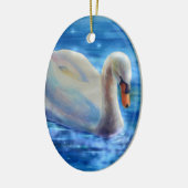 Elegante witte zwaan waterverf schilderij keramisch ornament (Links)