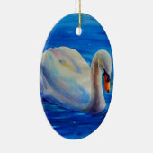 Elegante witte zwaan waterverf schilderij keramisch ornament (Rechts)