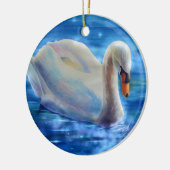 Elegante witte zwaan waterverf schilderij keramisch ornament (Links)