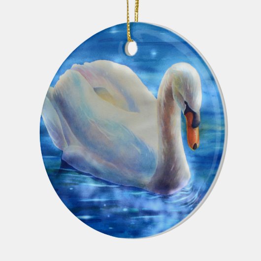 Elegante witte zwaan waterverf schilderij keramisch ornament (Links)
