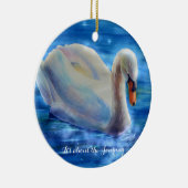 Elegante witte zwaan waterverf schilderij keramisch ornament (Rechts)