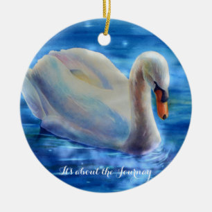 Elegante witte zwaan waterverf schilderij keramisch ornament