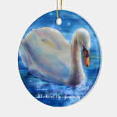Elegante witte zwaan waterverf schilderij keramisch ornament (Links)