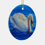 Elegante witte zwaan waterverf schilderij keramisch ornament (Rechts)