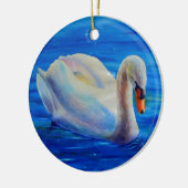 Elegante witte zwaan waterverf schilderij keramisch ornament (Links)