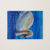 Elegante witte zwaan waterverf schilderij legpuzzel (Horizontaal)