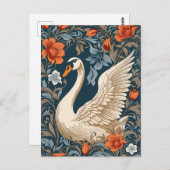 Elegante witte zwaan William Morris geïnspireerd F Briefkaart (Voorkant / Achterkant)