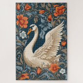 Elegante witte zwaan William Morris geïnspireerd F Legpuzzel (Verticaal)