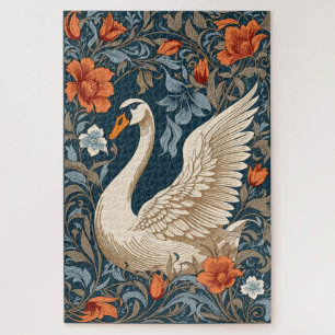 Elegante witte zwaan William Morris geïnspireerd F Legpuzzel