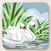 Elegante witte zwanen bier onderzetter (Voorkant)
