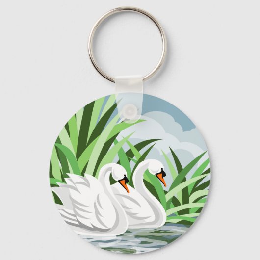Elegante witte zwanen sleutelhanger (Voorkant)
