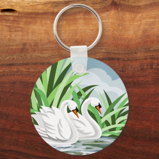 Elegante witte zwanen sleutelhanger (Voorkant)