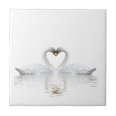 Elegante witte zwanen uit liefde tegeltje (Voorkant)