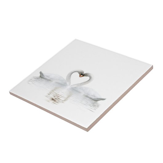 Elegante witte zwanen uit liefde tegeltje (Zijkant)