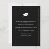 Elegante witte & zwarte afstudeeraankondiging kaart (Achterkant)