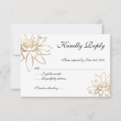 Elegante witte, zwarte en gouden bruiloft RSVP-kaa Kaart (Voorkant)