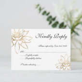 Elegante witte, zwarte en gouden bruiloft RSVP-kaa Kaart (Staand voorkant)