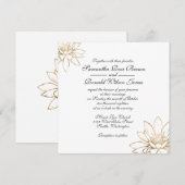 Elegante witte, zwarte en gouden huwelijksuitnodig kaart (Voorkant / Achterkant)