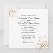 Elegante witte, zwarte en gouden huwelijksuitnodig kaart (Voorkant)