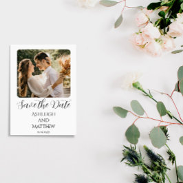 Elegante witte zwarte foto save the date