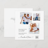 Elegante witte & zwarte foto trouwkaart QR (Voorkant / Achterkant)