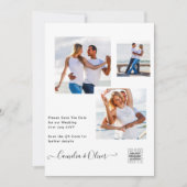 Elegante witte & zwarte foto trouwkaart QR Kaart (Voorkant)