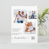 Elegante witte & zwarte foto trouwkaart QR Kaart (Staand voorkant)