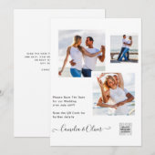 Elegante witte & zwarte foto trouwkaart QR Kaart (Voorkant / Achterkant)