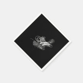 Elegante witte zwarte grenen tak dennenappel monog servet (Hoek)