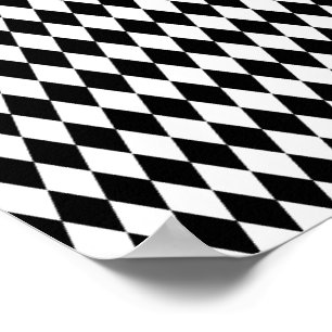 Elegante witte zwarte Harlekijn geometrische ruite Poster