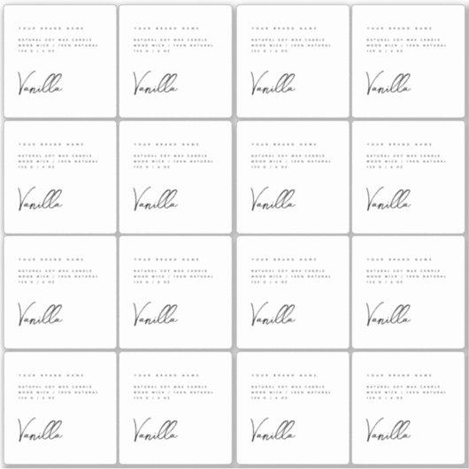 Elegante witte zwarte kaars productlabel sticker (Voorkant)