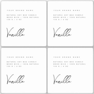 Elegante witte zwarte kaars productlabel sticker