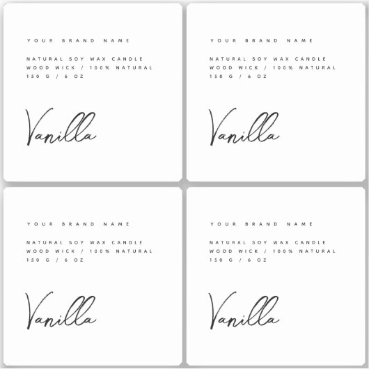 Elegante witte zwarte kaars productlabel sticker (Voorkant)