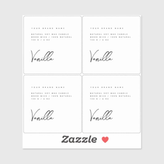 Elegante witte zwarte kaars productlabel sticker (Vel)