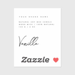 Elegante witte zwarte kaars productlabel sticker