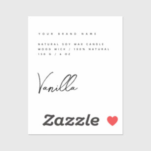 Elegante witte zwarte kaars productlabel sticker