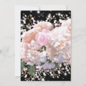 Elegante witte zwarte kant bloemenroze rozen Trouw Kaart (Achterkant)