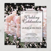 Elegante witte zwarte kant bloemenroze rozen Trouw Kaart (Voorkant / Achterkant)