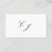 Elegante witte zwarte moderne script monogram brui plaatskaartje (Achterkant)