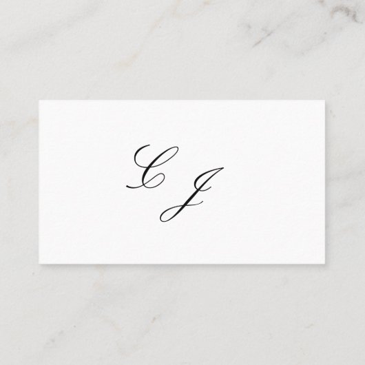 Elegante witte zwarte moderne script monogram brui plaatskaartje (Achterkant)